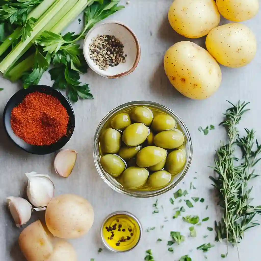Ingredients for green olive soup recipe