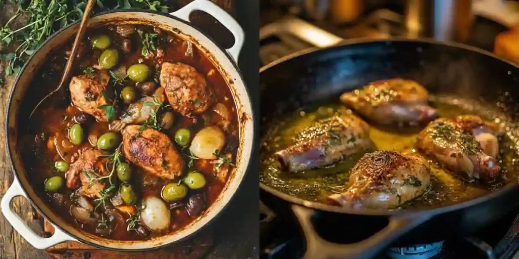 browning rabbit for green olives recipe