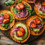 Callo de Hacha Tostadas with plant-based scallops