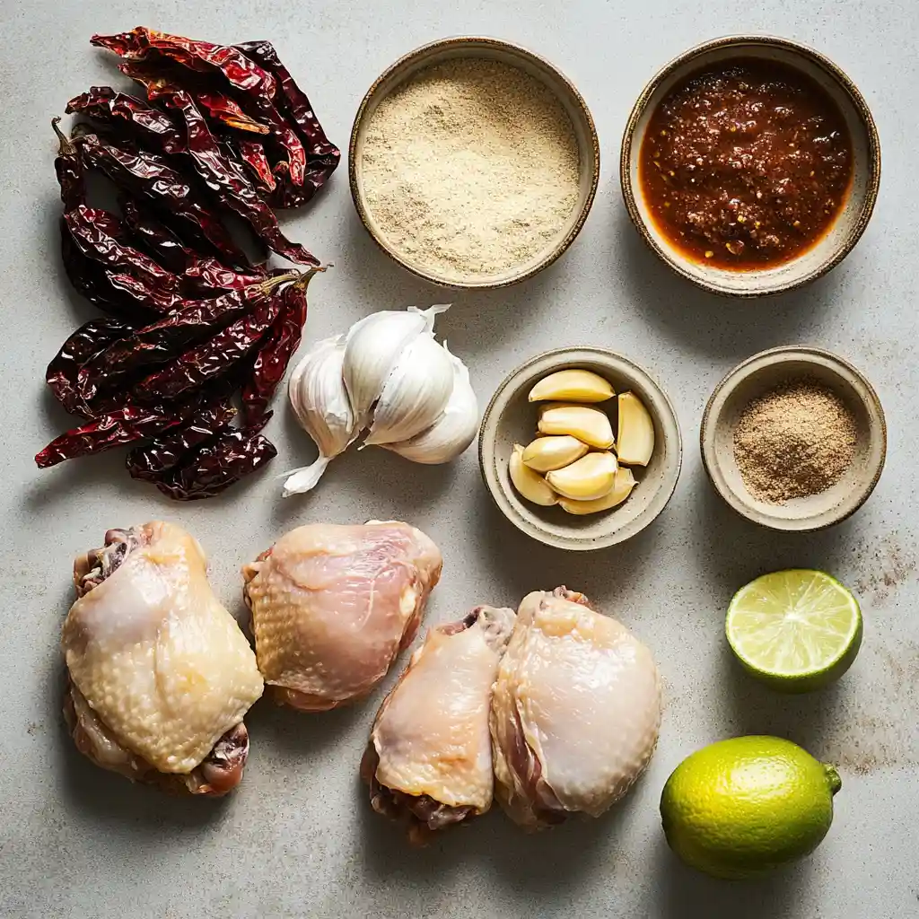 Ingredients for ancho chili chicken