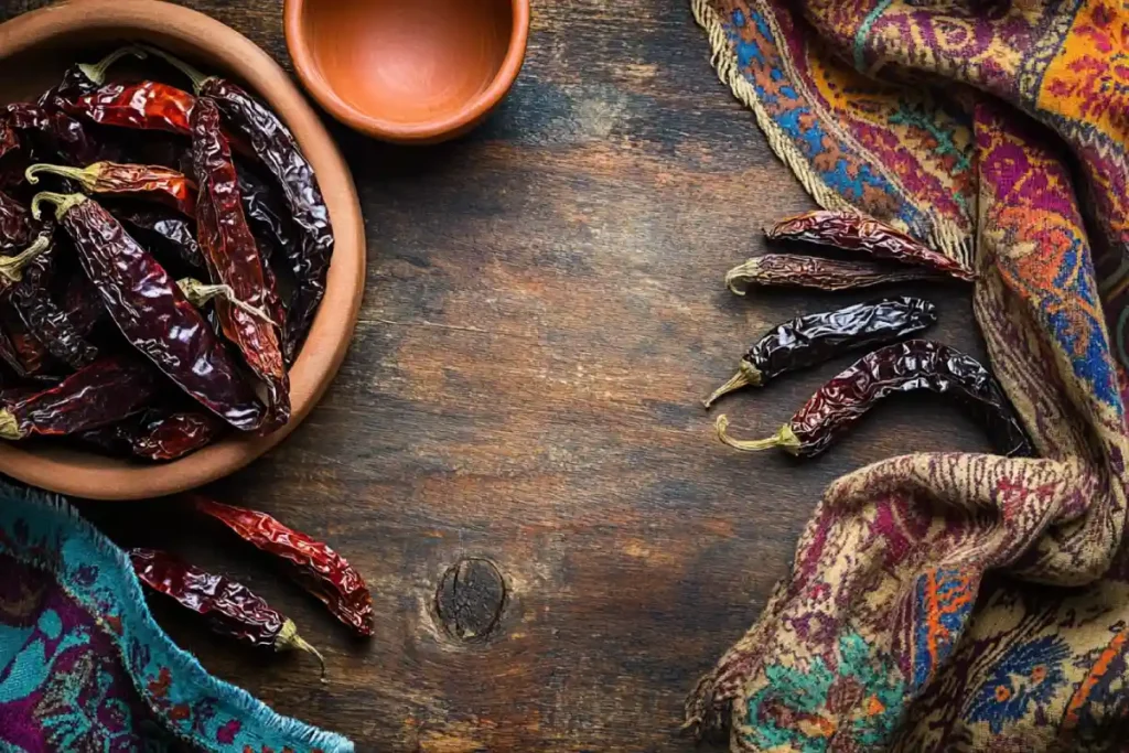 ancho-chili-dried-wooden-display