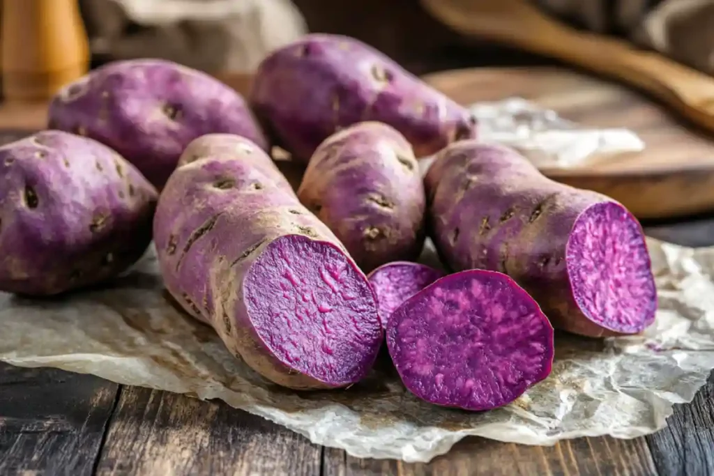Baked purple sweet potato recipe featured image