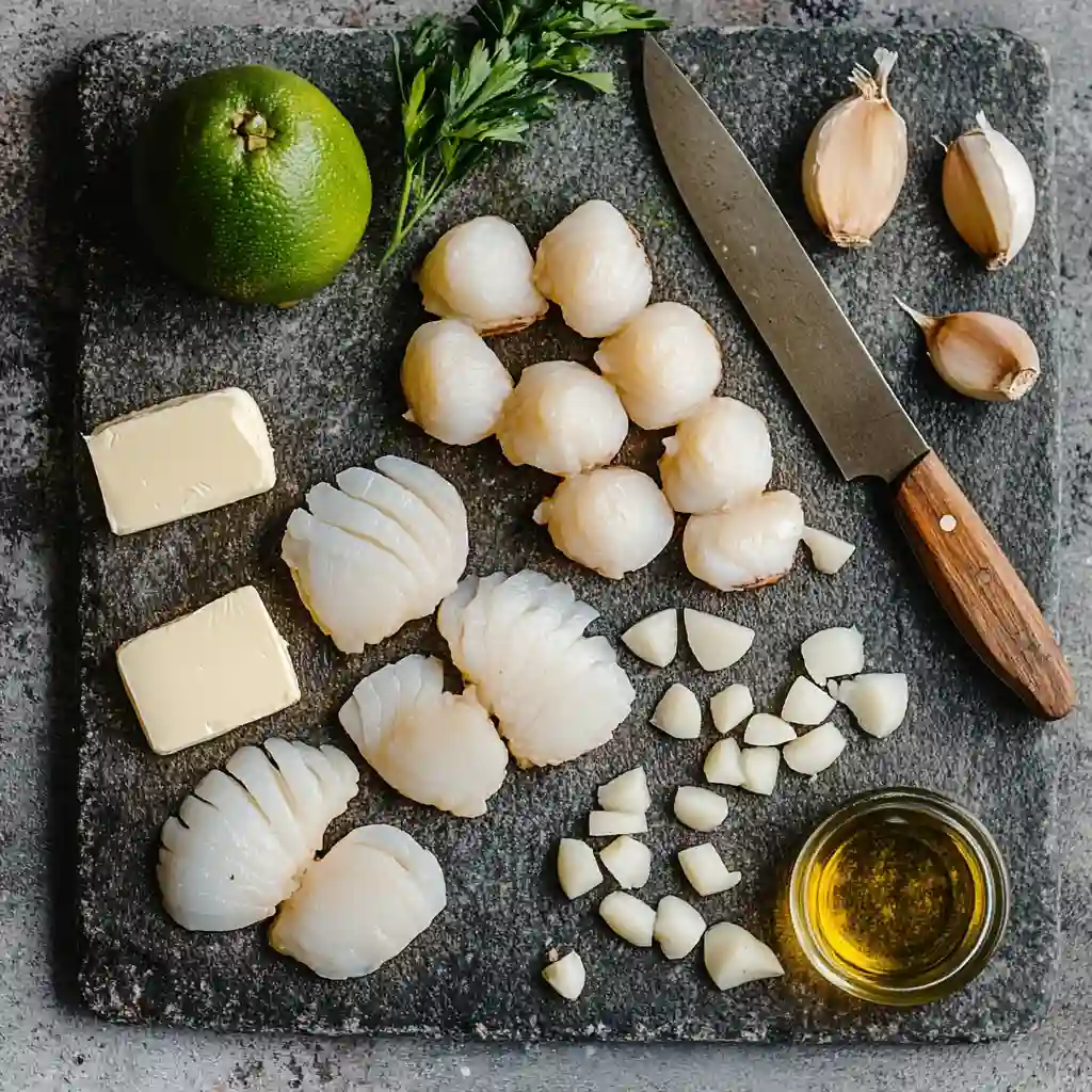 ingredients for callo de hacha a la mantequilla