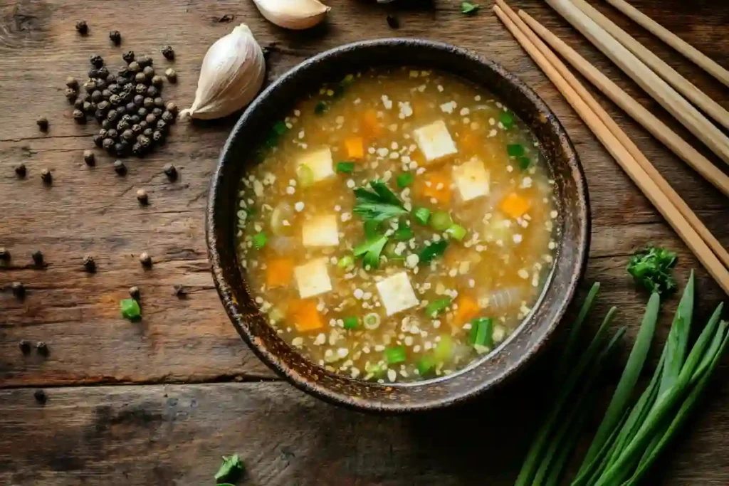 Chinese white pepper soup with tofu and scallions
