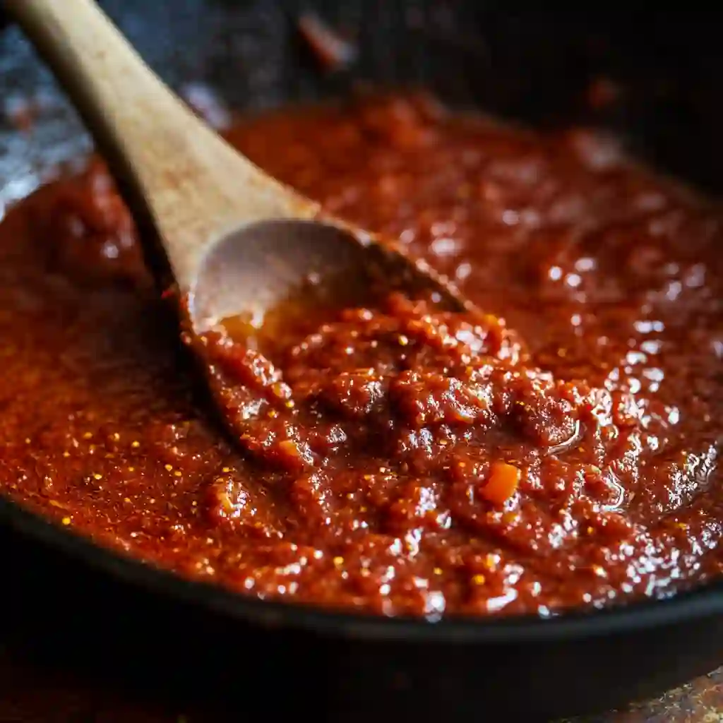 Diabla sauce simmering in skillet