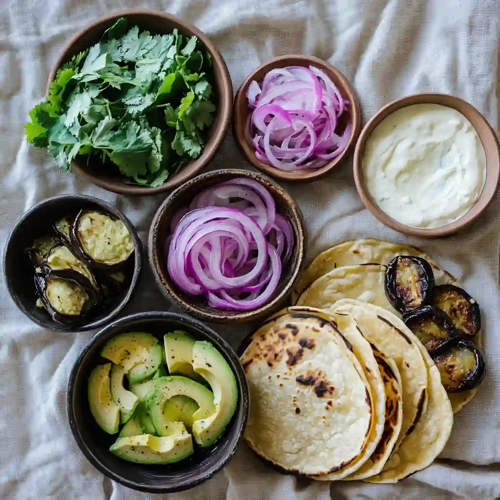 Papalo taco ingredients setup