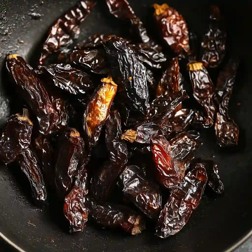 toasting dried pasilla peppers