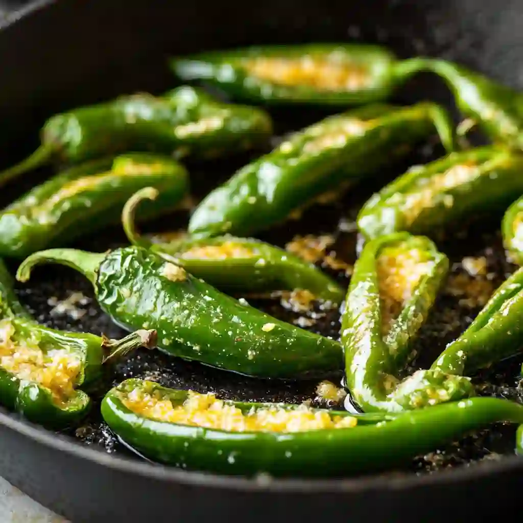 Toasting pasilla peppers in a skillet