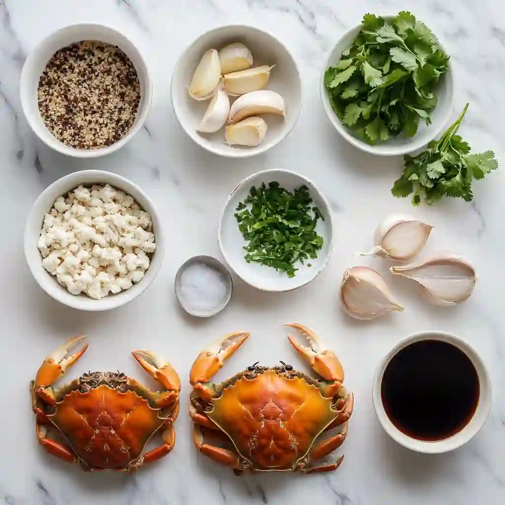 Ingredients for white pepper crab recipe