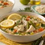 greek lemon chicken farro soup